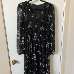 Black Floral Midi Dress